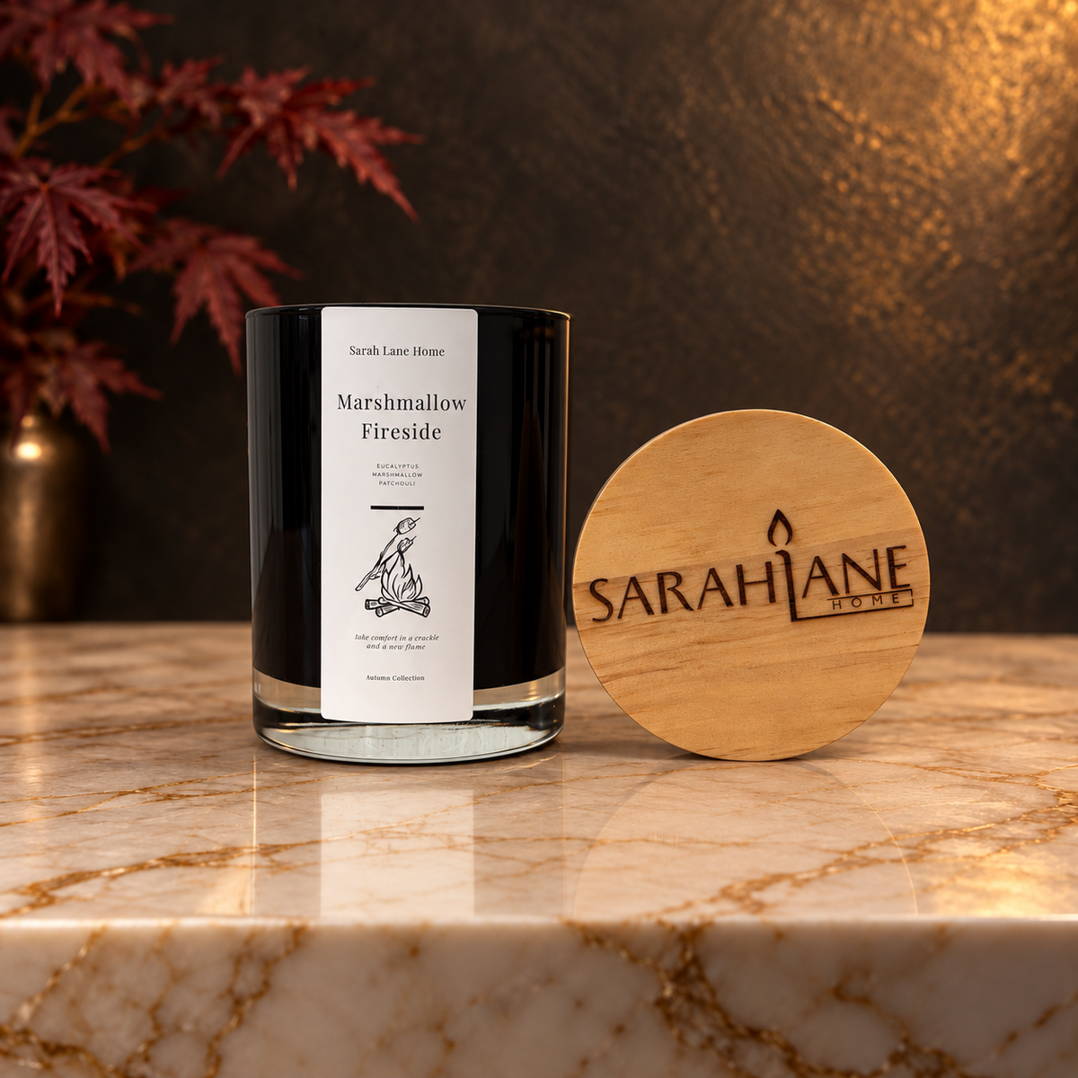 Marshmallow Fireside 12 oz Coconut Wax Candle | Warm & Cozy Fall Scented Candle